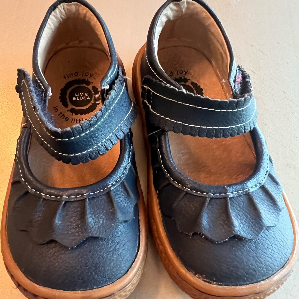 Livie & Luca Blue and Brown Dress Shoes for Kids